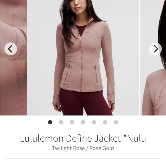 Lululemon Define Jacket nulu
Twilight Rose with rose gold zipper - Picture 8 of 13